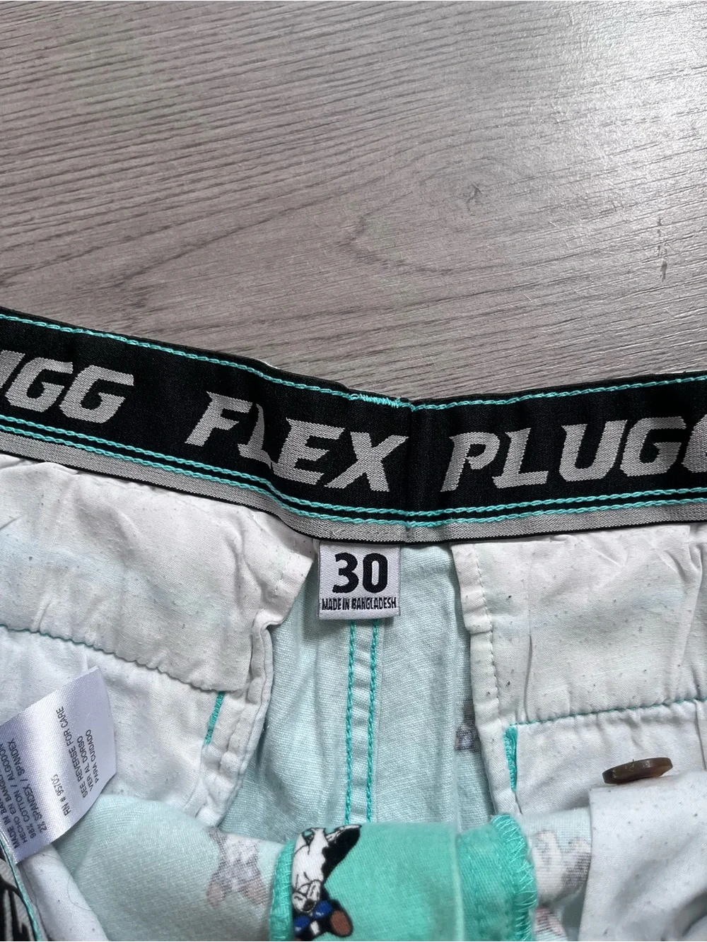 Mint green dog print shorts
